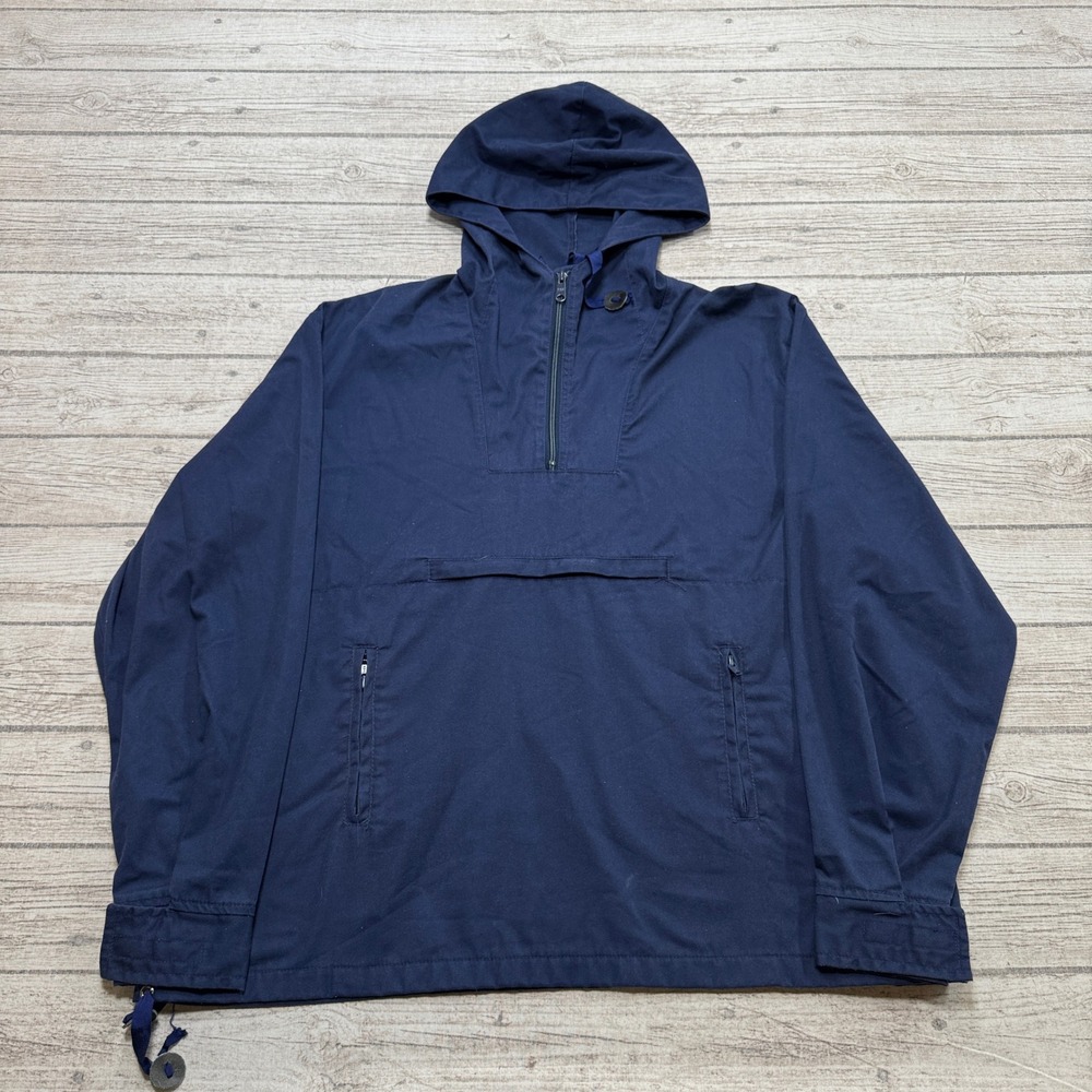 Vintage Eddie Bauer Jacket Men's 3XL Navy Blue Oversized Quarter Zip Union Made